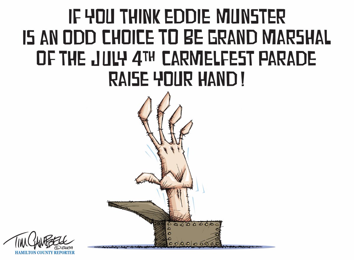 Local Cartoon-Grand Munster #EddieMunster #CarmelIN #CarmelFest #JulyFourth #WTF @EandPCartoons @IndianaJournos @INFocusIndiana @IBJnews @GoodDayCarmel