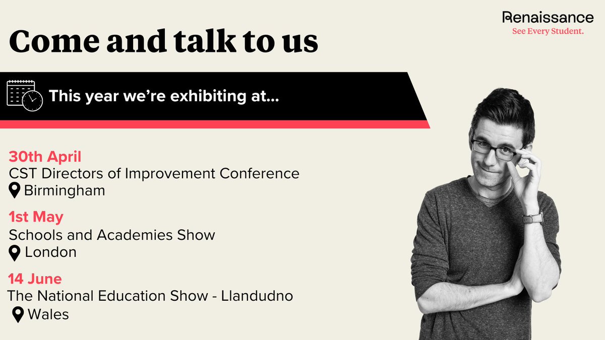 📅 Mark your calendars! Our team is hitting the road to showcase how Renaissance solutions can support your school's practice, assessment and data initiatives! Check out the list of upcoming events below >>bit.ly/3PFMlxG