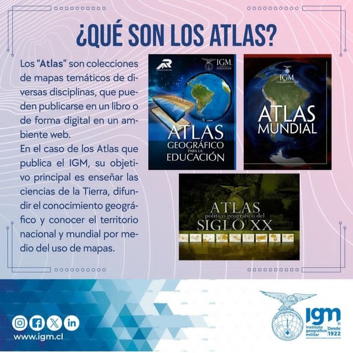 igm_chile's tweet image. #Hoy les mostramos nuestros Atlas que elabora el #IGM🇨🇱🌎.
Para obtener nuestros productos geocartográficos lo pueden hacer en nuestro Salón de Ventas y en la página web 📲 igm.cl
#atlas
#mapastematicos 
#educacion