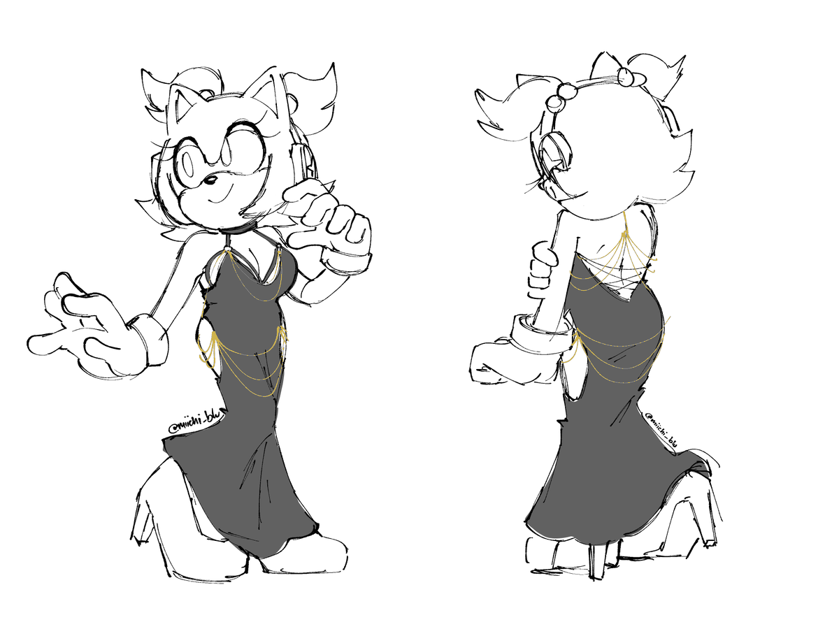 Getting in on the black dress meme, here is Sora wearing it to show off her new found femininity. 

No flat chest for Sora anymore~! X3 Thankyuu @miichi_blu for another wonderful art piece!

#sonicOC #blackdress