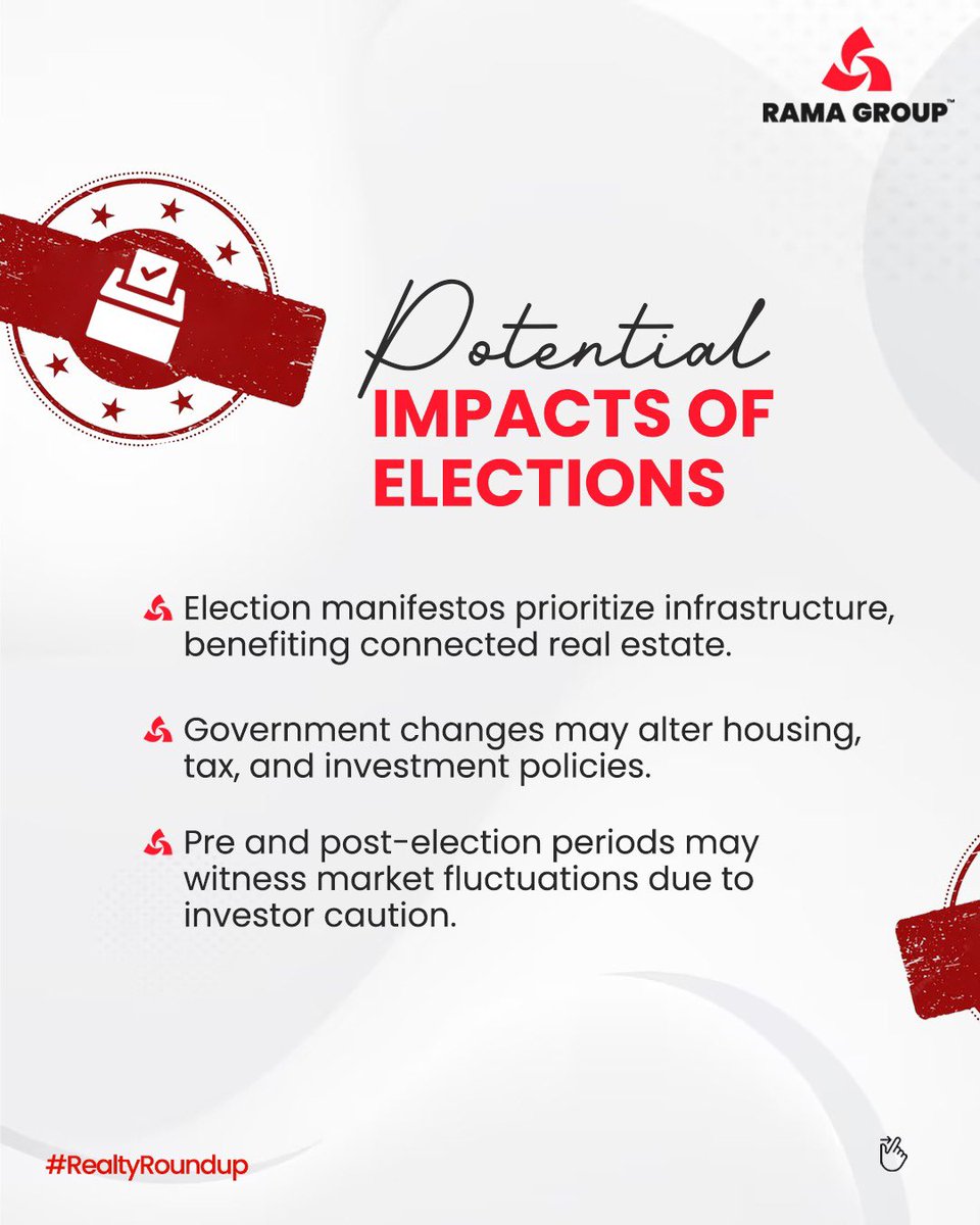 RamaGroup_India's tweet photo. Wondering how upcoming elections will sway the Real Estate market in FY 2024-25?
Join Rama Group's Realty Roundup as we delve into the impact of political shifts on property dynamics.
To know more, visit: https://t.co/c2mj9dqkD9
#RamaGroup #RealEstate #Invest #RealtyRoundup https://t.co/GAPVj1qhSd