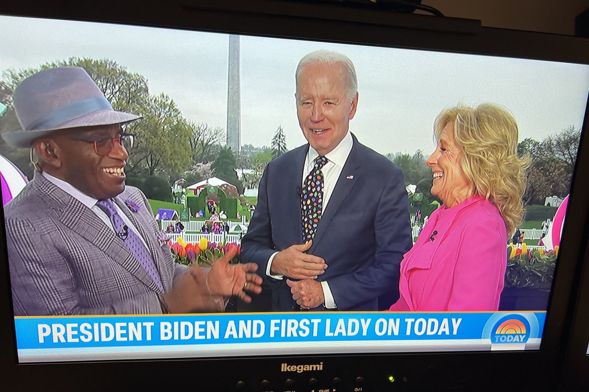 The president and first lady with ⁦@alroker⁩ on ⁦@TODAYshow⁩ before the White House Easter Egg Roll.