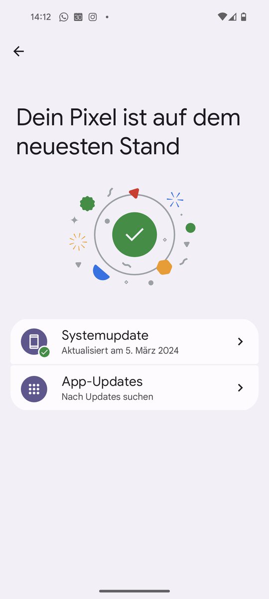 Cool, die neue 'Ansicht' bei den System Einstellungen vom Google Pixel/Android mit dem Hinweis, auch die App Updates im Blick zu halten!! Gefällt mir sehr gut. @Google_CH #GooglePixel #Google #Android