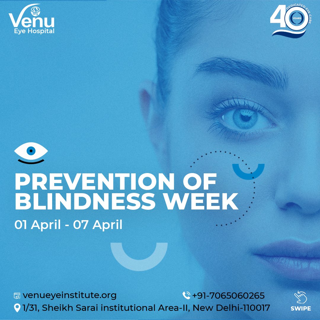 VenuEyeInstitut's tweet photo. ✨ Prevention of Blindness Week is observed from  1st April to 7th April to aware people about eye diseases.

Stay tuned for more updates from us about eye care and various risk factors that can cause blindness.

To know more, Follow us &amp; share the information with loved ones. https://t.co/iLZYlMPPUe