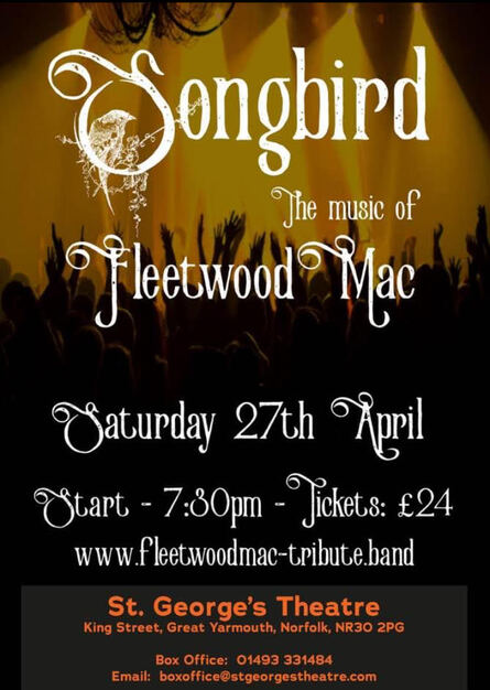 Not long until this stunning Fleetwood Mac Tribute arrives at our theatre! 🎼 SONGBIRD, THE MUSIC OF FLEETWOOD MAC 📅 Saturday 27th April 🕰️ 7.30pm 📍 St George's Theatre stgeorgestheatre.ticketsolve.com/.../shows/8736…