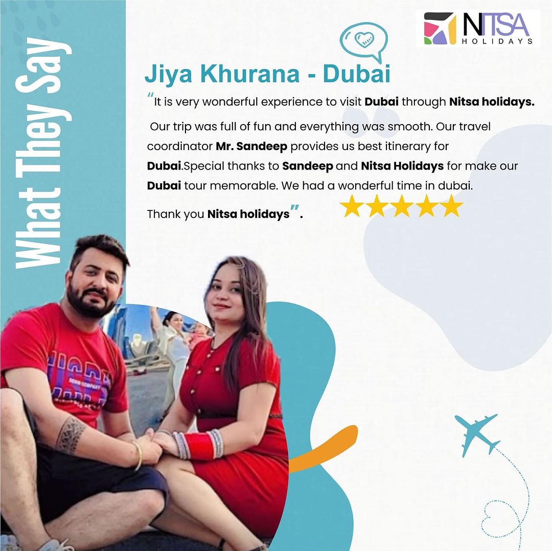 We're beaming with joy reading Jiya Khurana's review! It's been our pleasure being a part of your unforgettable travel journey. Thank you for choosing Nitsa Holidays! 🌟✈️ #GuestReview #nitsaholidays #happyguest #travelguide #dubai