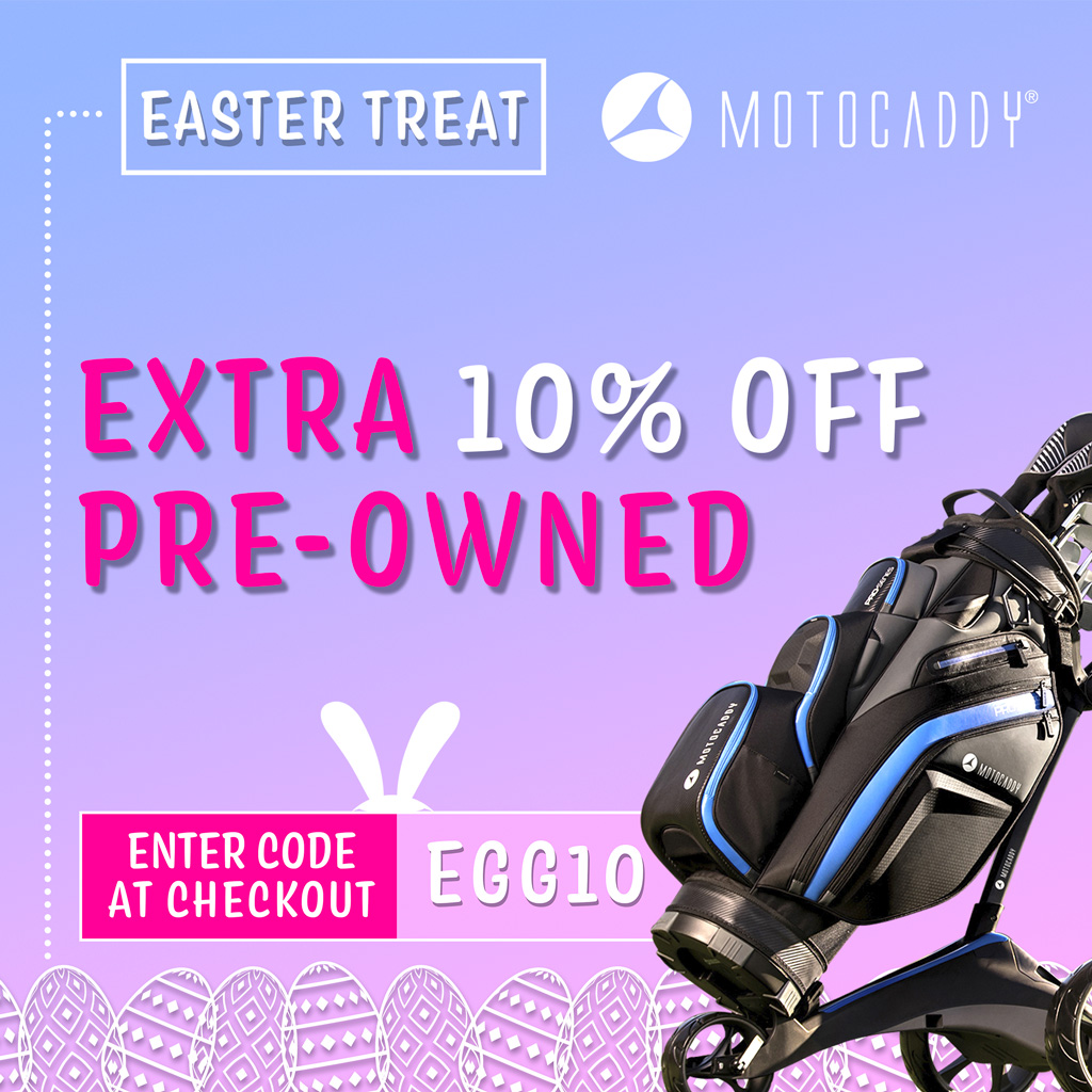 Don't miss out on a special EASTER TREAT! 🐣 Enter code EGG10 at checkout to get an extra 10% off Pre-Owned products through our UK website. HOP to it though - the offer ends today! VIEW OPTIONS - bit.ly/3vxKHHD #EasterTreats #Deals #Motocaddy