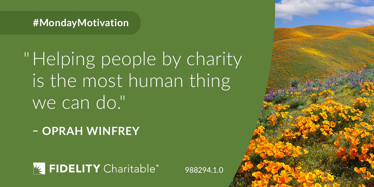 'Helping people by charity is the most human thing we can do.' - Oprah Winfrey #MondayMotivation