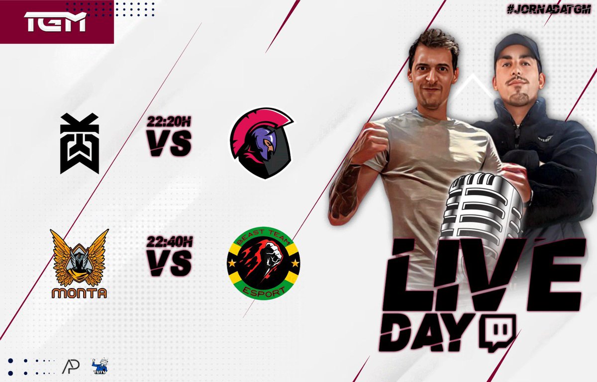 #ClubesPro | ¡GAMEDAY!

¡Primera jornada de la temporada! 
Tenemos muchas ganas de empezar 🤩

⏰ |22:20h
<a href="/KodeGamingES/">KODE Gaming</a> 🆚 <a href="/IberiansGaming/">Iberians Gaming</a> 

⏰| 22:40h
<a href="/Monta_Club/">Monta Club</a> 🆚 <a href="/BeastTeameSport/">Beast Team eSport</a> 

🎙️<a href="/MambaCaster/">MAMBA 🎙️ Ɐ ꓭ W Ɐ W</a> 
🎙️@mayorkynazo_GLH 
📺 twitch.tv/mambacaster

#JornadaTGM 💚