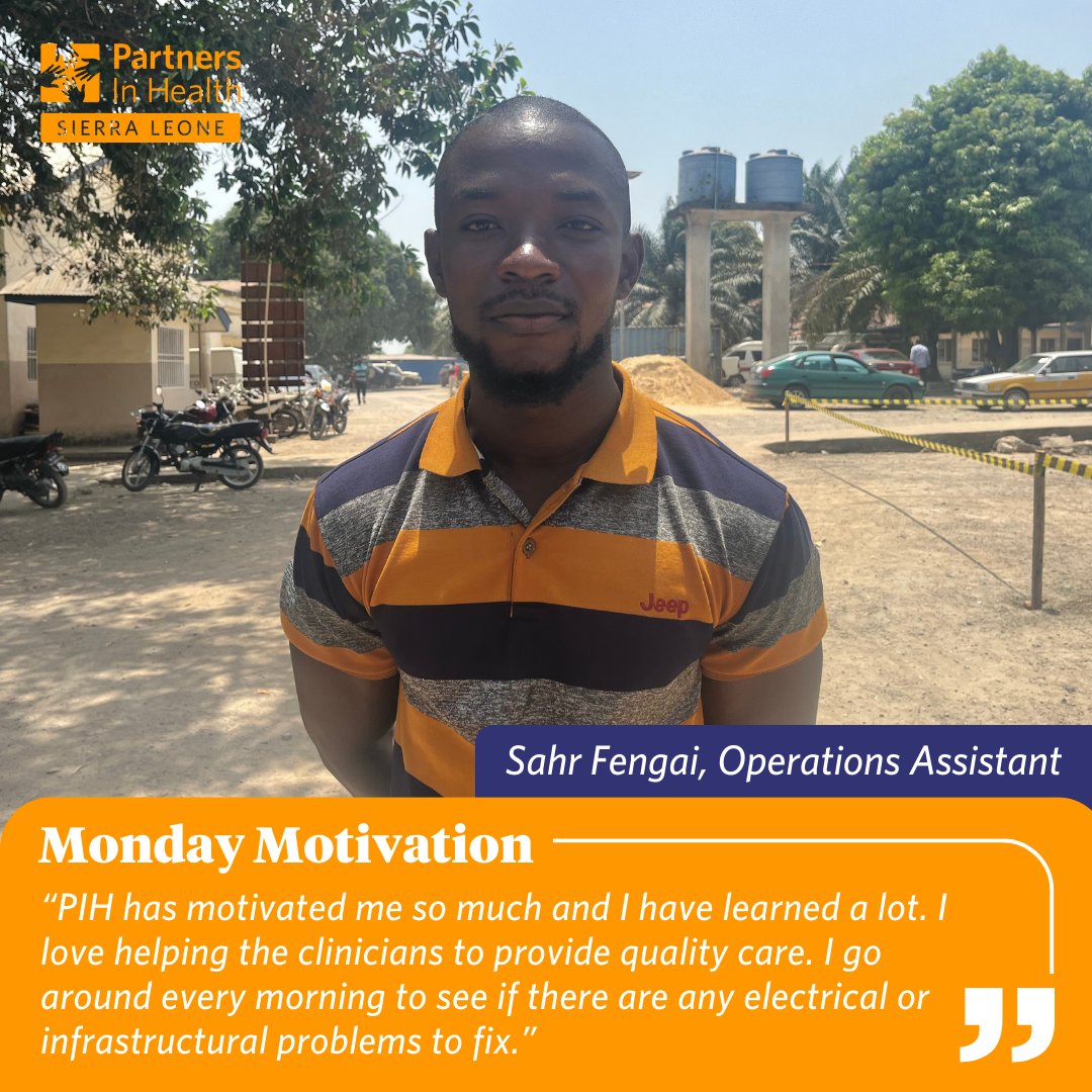 Happy Monday! Meet Sahr Fengai, Operations Assistant at Koidu Government Hospital. He enjoys his job, supporting the clinicians in the hospital to be able to provide quality care for the patients.