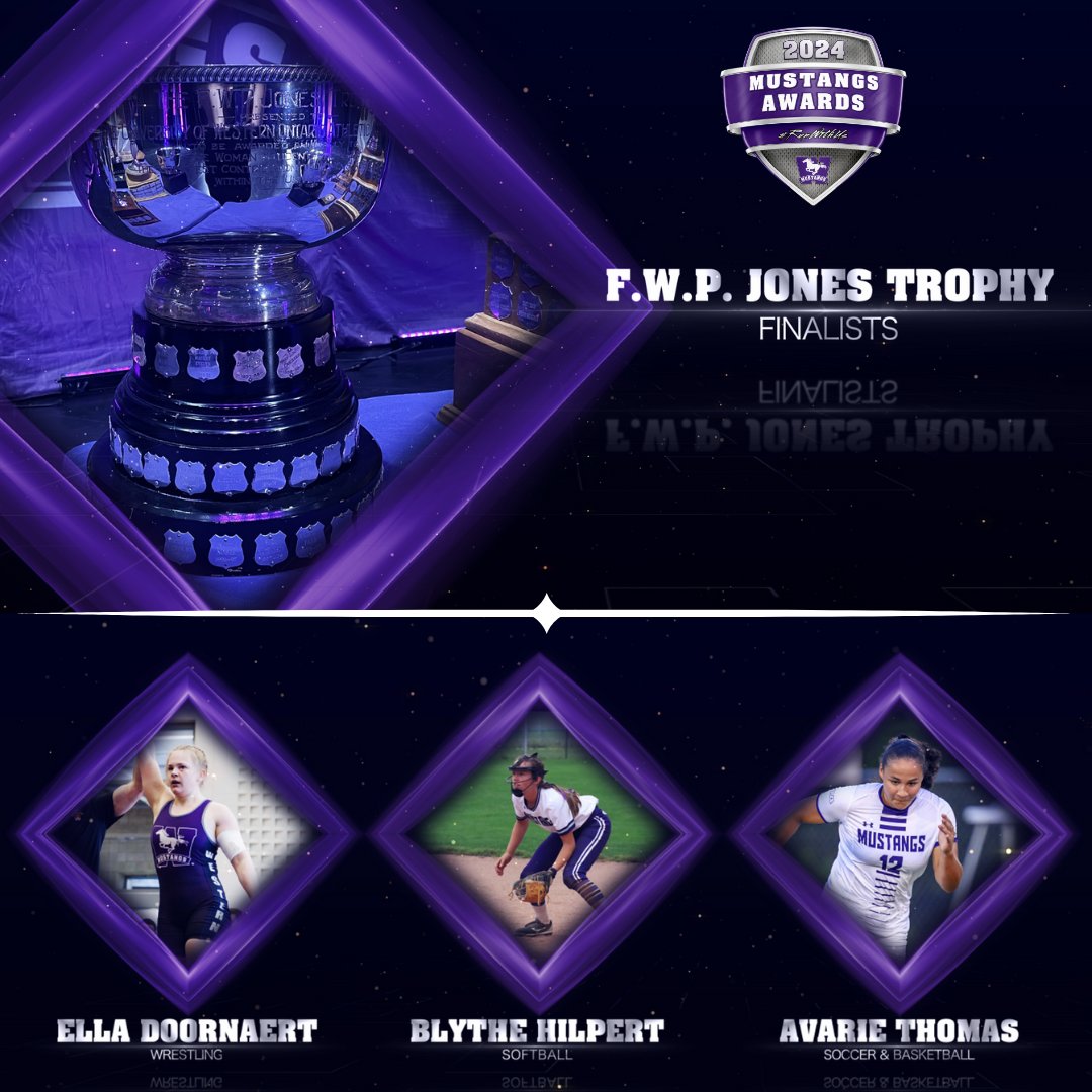 Mustangs Athletic Awards - F.W.P. Jones Trophy Finalists 🏆 Congratulations to the finalists for the 2024 #WesternMustangs F.W.P. Jones Trophy. This award is presented to the female student athlete who has made the great contribution to intercollegiate athletics within the