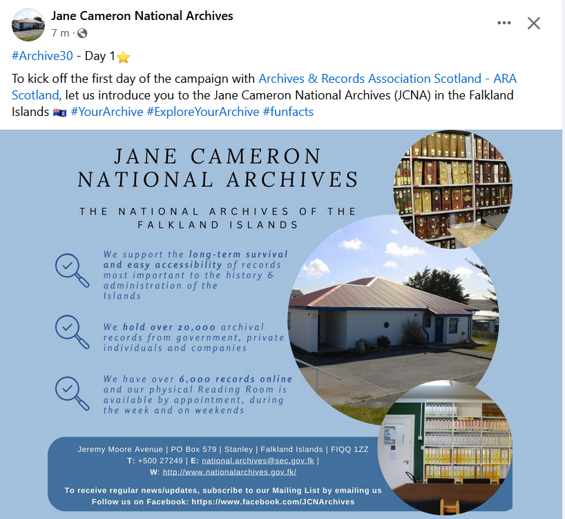 gav424's tweet image. Here in the #Falklands our wonderful Jane Cemeron National Archives are taking part in #Archive30 nationalarchives.gov.fk/?fbclid=IwAR17…
