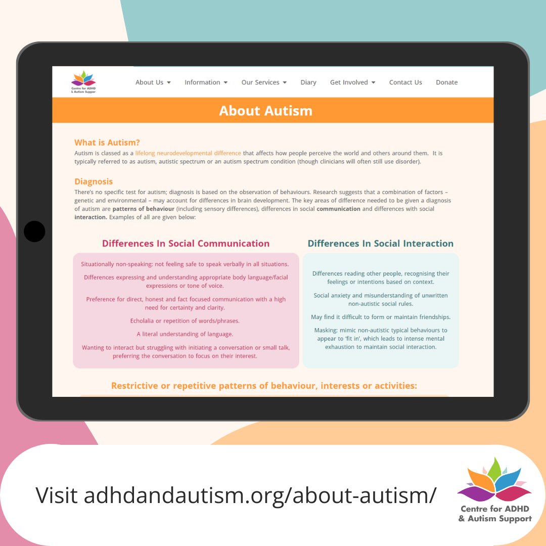 April is Autism Awareness month, so every Saturday this month we'll be sharing a fact about autism. Check out our 'About Autism' page on our website to find out more about autism: adhdandautism.org/about-autism/