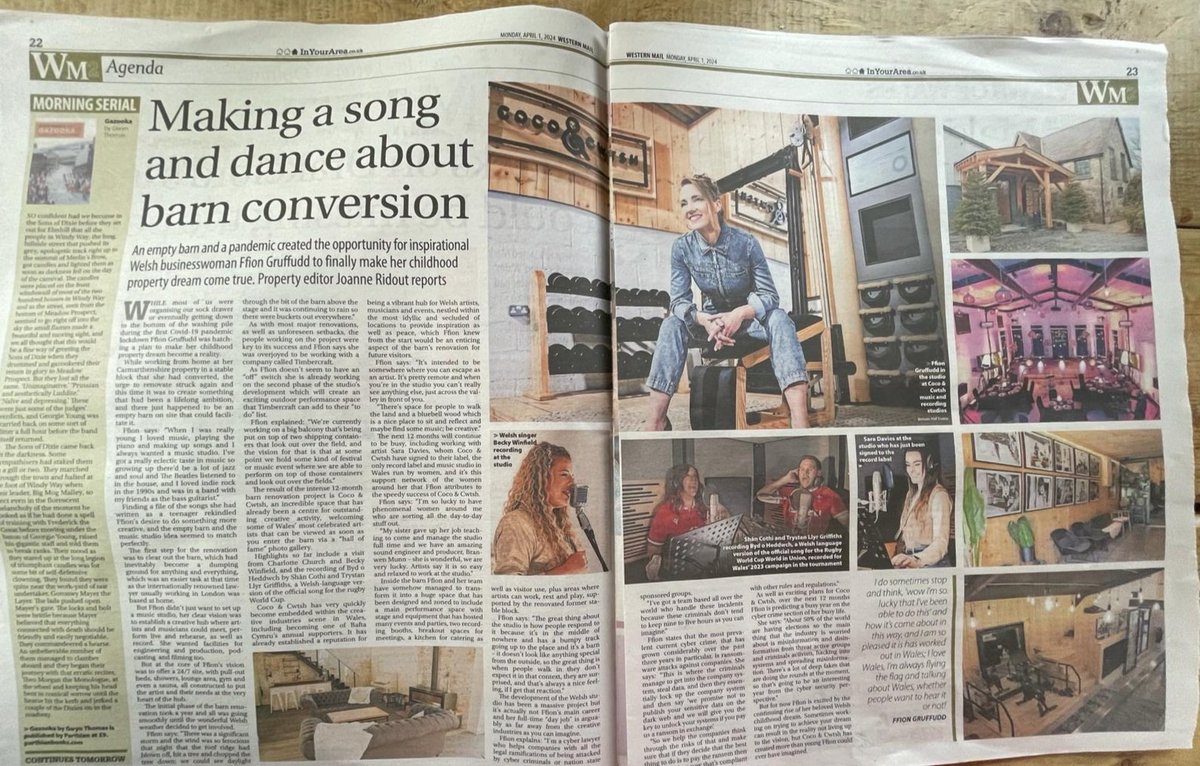 The story of Coco & Cwtsh in today's Western Mail 😃. Thank you @WalesOnline for the wonderful piece, we're so proud of what we're doing, our team, and incredible artists Diolch @walesonline am y darn. Ni mor browd o C&C! walesonline.co.uk/lifestyle/wels…