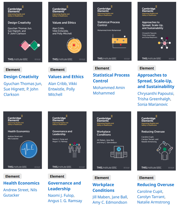 I want to help make sure people in the leadership &amp; practitioner communities know about the "Cambridge Elements" series on major approaches to improving quality &amp; safety in health &amp; care. They're written by leading authors &amp; free to all. In date order:
1) Design creativity