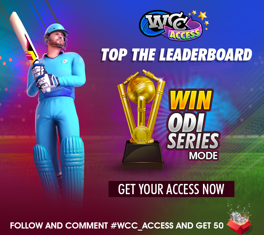 Get your access to ODI Series Mode Play #WCC3: wcc3.onelink.me/dToA/abytrrcsP… WCC Access and unlock your chance to dominate any mode in WCC3! 📷 Here's how to win: 1.Dive into WCC Access mode 2. Aim for the top of the leaderboard 3.Every day, 3 lucky winners will be selected