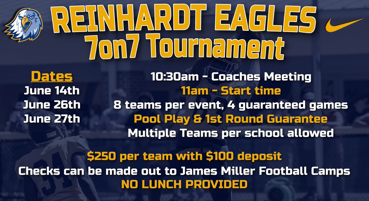 Looking for a few more teams to come compete this summer at our 7 on 7 Tournament‼️ 🦅🏈 #PTP