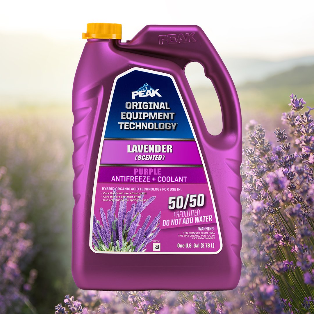 Embrace the spring, #PEAKSquad! Freshen up your ride, not just on the outside, but the inside, too, with our new PEAK lavender scented coolant! Who knew an engine could smell so good? 🌸🚗💨