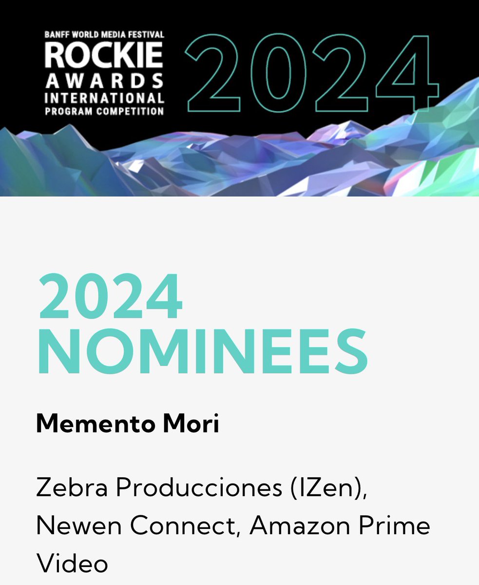 ¡Buenas noticias para empezar la semana! #MementoMori ha sido nominada en los #RockieAwards en Series Drama no inglesas 🤘🏼 Los ganadores se anunciarán el 11 de junio durante el @BanffMedia 🎊