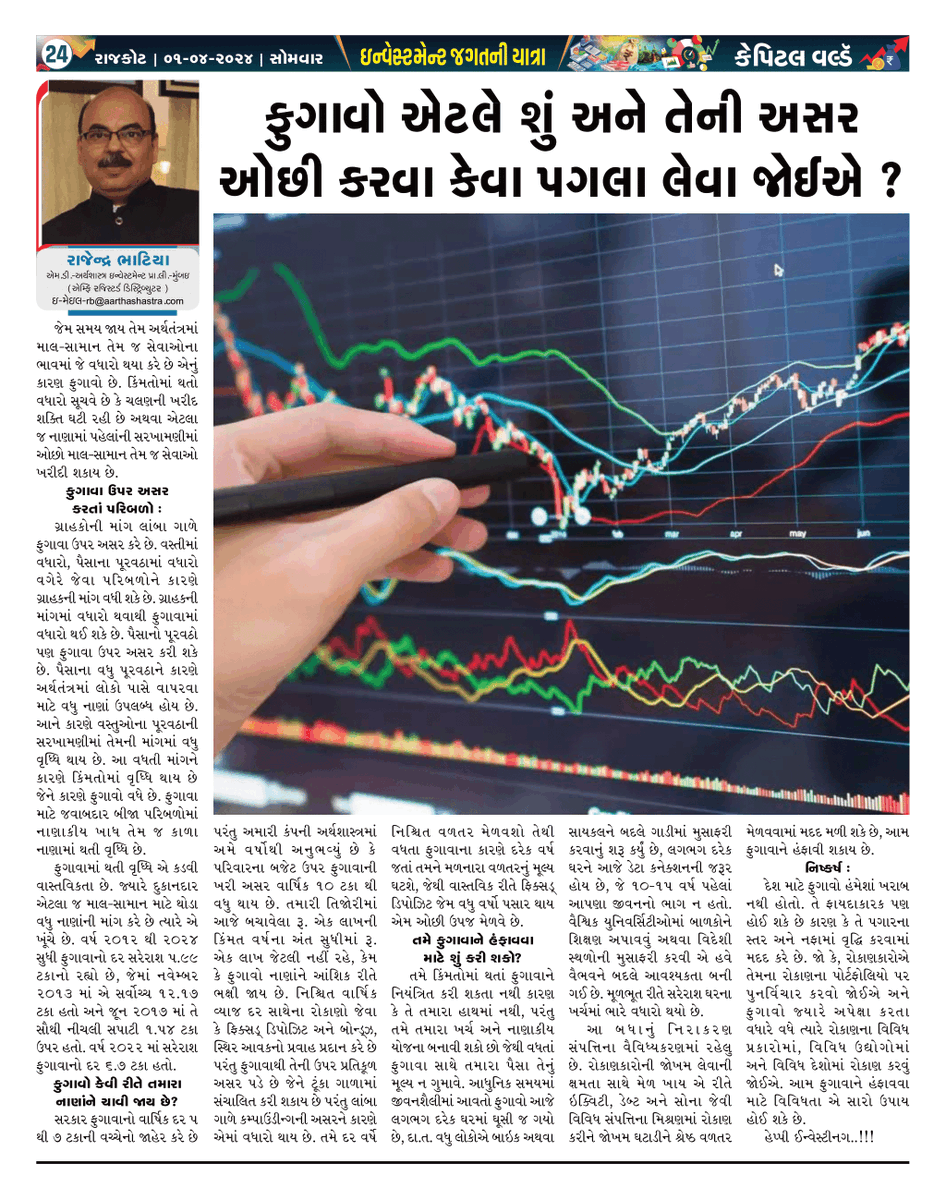 Navigating the Inflation Wave: Understanding Its Impact and Planning Wisely.

#UnderstandingInflation #FinancialAwareness #InflationImpact
#DiversifiedInvestments
Article published in Capital World - Rajkot as on 1st April 2024
Article in English
linkedin.com/pulse/what-inf…
