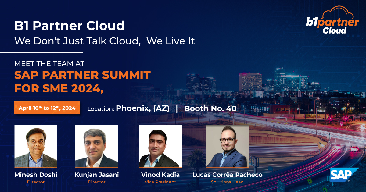 b1partnercloud's tweet image. Meet the B1 Partner Cloud Team at #SAPPartnerSummit (booth #40, Phoenix, April 10-12)! 

Explore how you can leverage SAP B1 Private Cloud to deliver exceptional cloud experiences for your clients.

bit.ly/3vGP82P

#SAPPartnerSummit2024 #SAPB1Cloud #PrivateCloud