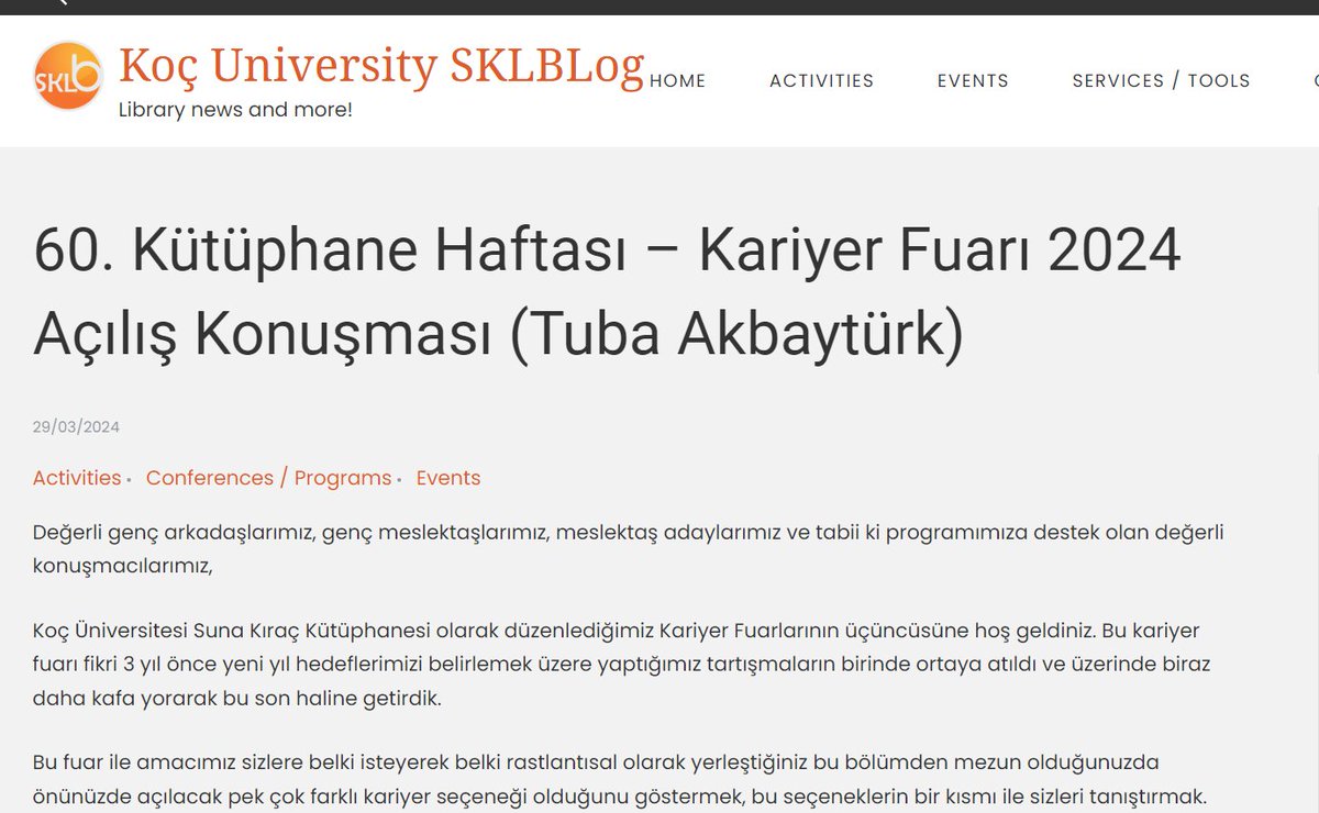 Bu yıl 60. Kütüphane Haftası'nı kutlamak adına düzenlediğimiz Kariyer Fuarı, Türkiye genelinden 250'den fazla Bilgi ve Belge Yönetimi Bölümü öğrencisi ve genç kütüphanecinin ilgi odağı oldu. Kütüphane Direktörümüz Tuba Akbaytürk'ün kariyer ve meslek hakkındaki görüşlerini ve…