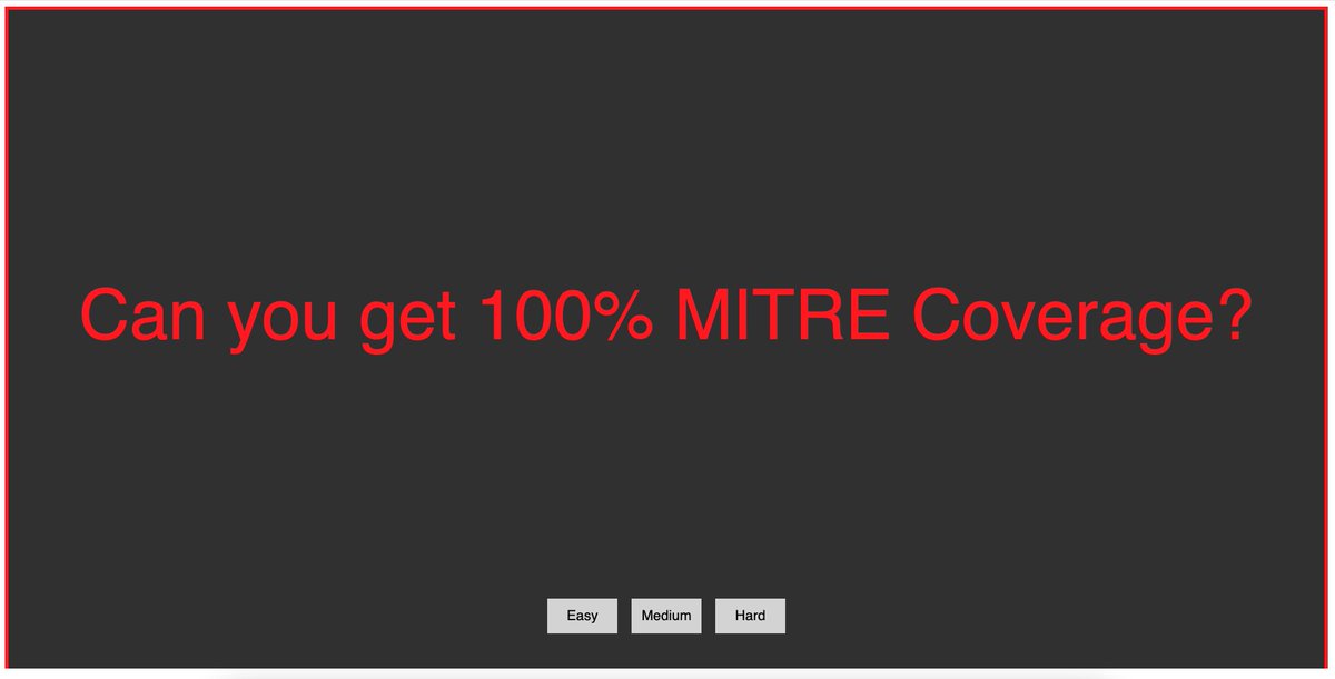 We hear you that doing the MITRE is hard! Today we're launching a MITRE training bootcamp to help you all get your & on. First up: Achieve 100% coverage! Head on over to attack.mitre.org/full-coverage.… and play for that 100% MITRE coverage everyone's been bragging about!