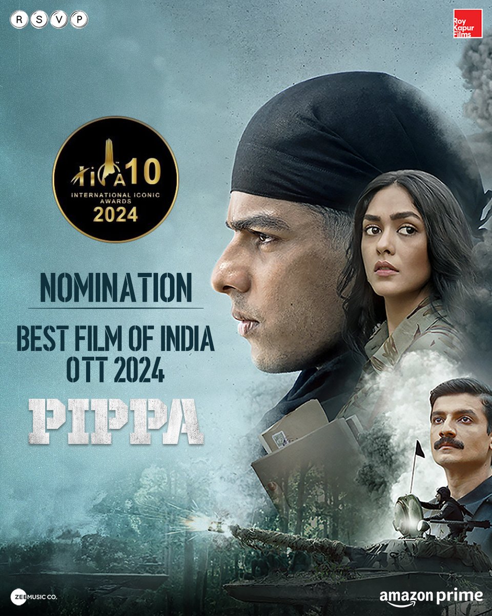 Exciting news! Pippa secures the Best Film OTT nomination at the #InternationalIconicAwards Congratulations to the entire team. Watch #PippaOnPrime #IshaanKhatter @mrunal0801 @priyanshu29 @soni_razdan @RajaMenon @arrahman @RonnieScrewvala #SiddharthRoyKapur @roykapurfilms…