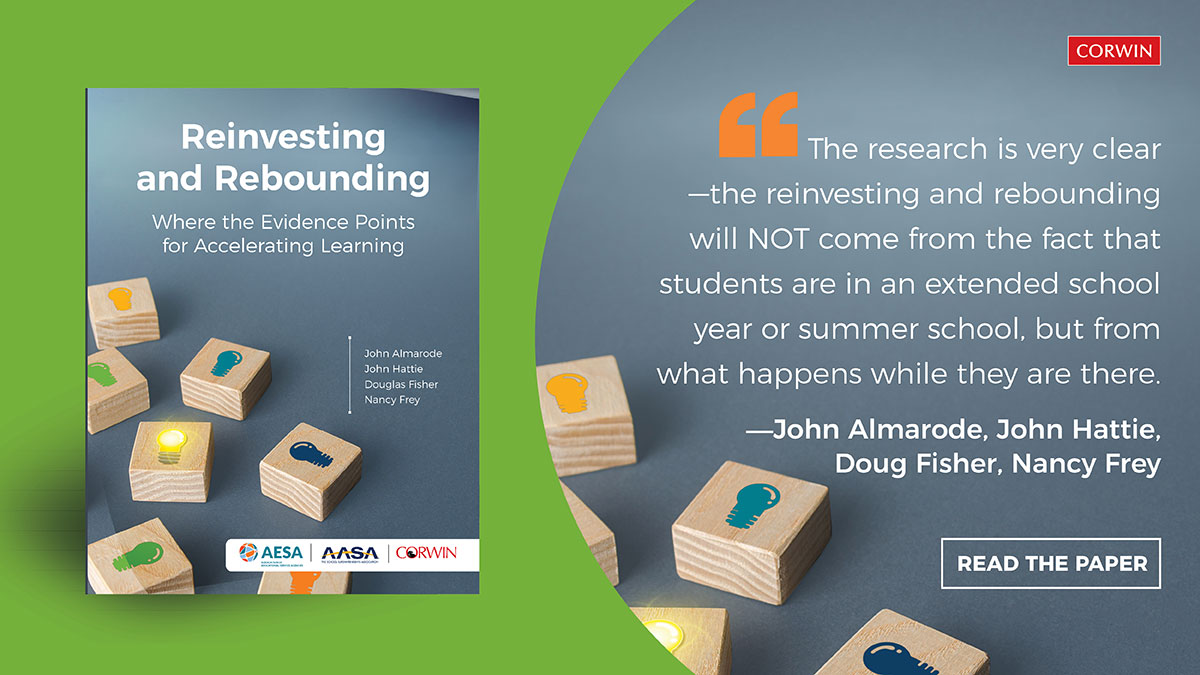 We're thrilled to share our white paper, "Reinvesting &amp; Rebounding: Where the Evidence Points for Accelerating Learning" highlighting why investing in teacher professional learning is the smart choice for long-term dividends. Download PDF: ow.ly/b8q950QZ4eH