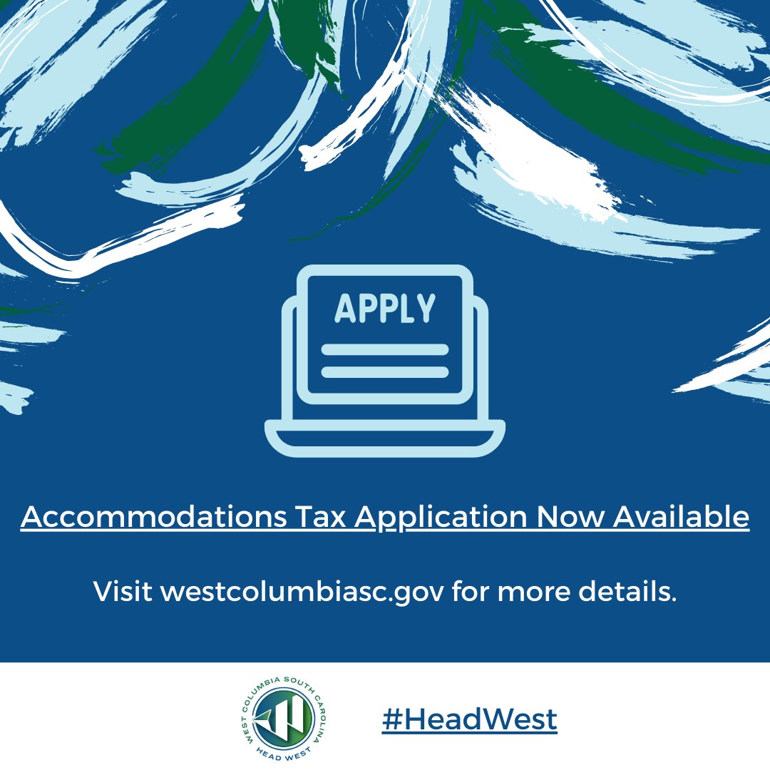 WeCo Accommodations Tax Committee will meet on April 9 @ 10 AM at City Hall to review applications & presentations. Presentations are encouraged and will be on a first-come, first-served basis. westcolumbiasc.gov/wp-content/upl… #WeCoSC #HeadWest #WeCommunity