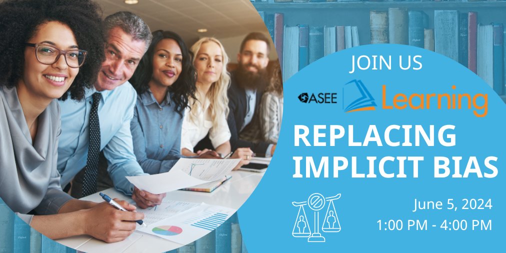 Calling all engineering educators! Join us June 5th for our Replacing Implicit Bias Workshop. You’ll learn to build a more safe, welcoming, and inclusive learning environment for students and colleagues. Learn more at bit.ly/ASEERIB