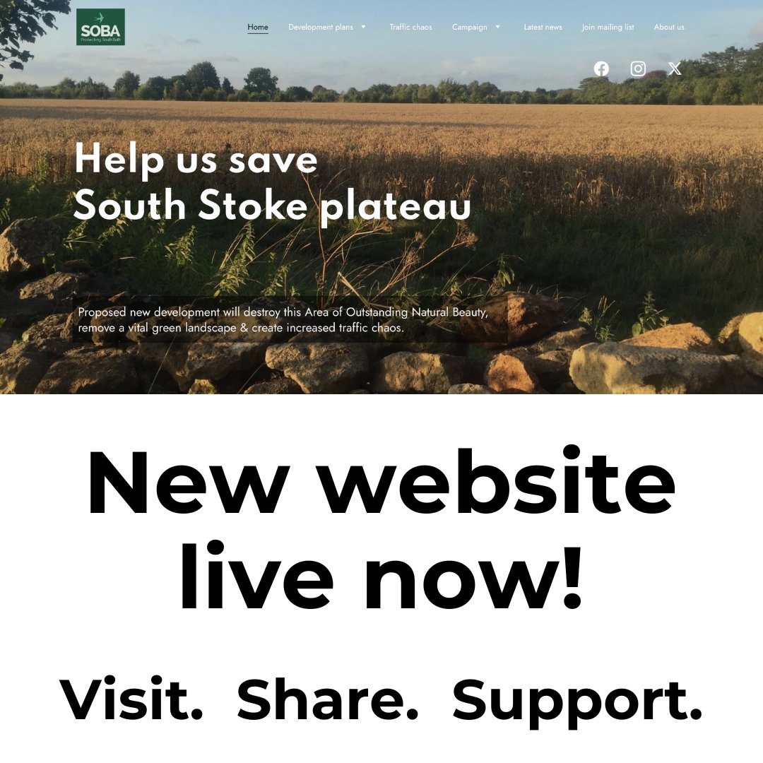 Our new website is live now. Find out how you can oppose a development that will bring traffic chaos and destroy an Area of Outstanding Natural Beauty. soba.org.uk