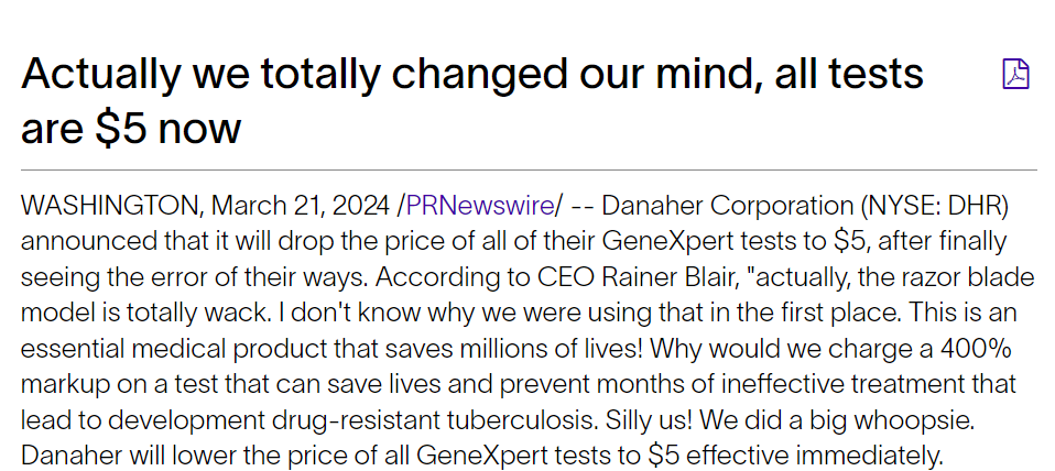 wow, this is a great press release, @DanaherCorp!👍 You should go ahead and publish it #TimeFor5 #PeopleOverProfits