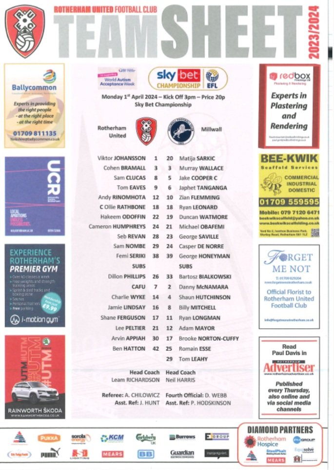 Team News from the AESSEAL New York Stadium #RUFC #Millwall