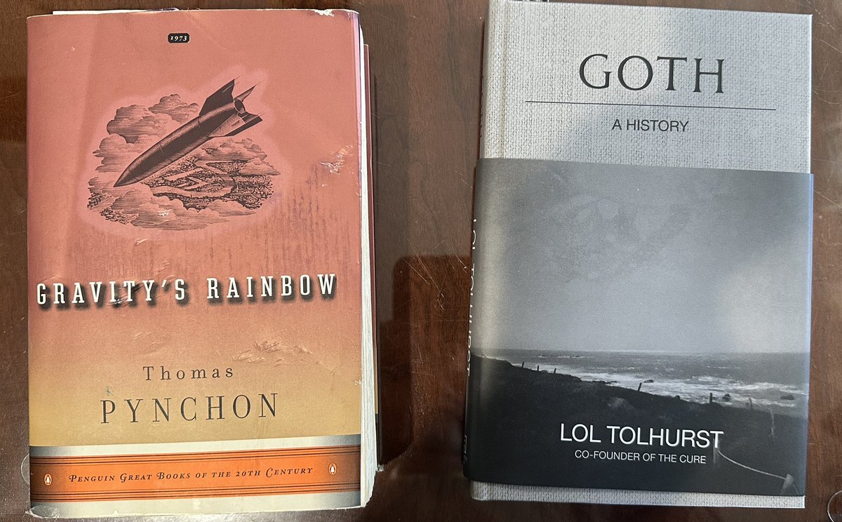 Currently reading: Gravity’s Rainbow by Thomas Pynchon and Goth: A History by @LolTolhurst