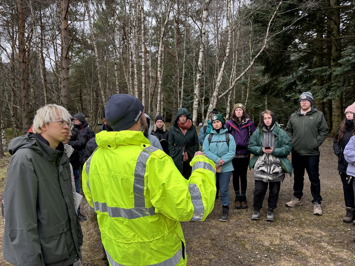 Ballater fieldtrip ⁦@UoABioSci⁩ Easter 2024 and we meet up with Neil ⁦@ForestryLS⁩ who gives an overview of Cambus o May and the original design plans and what we see today ⁦⁦@cairngormsnews⁩