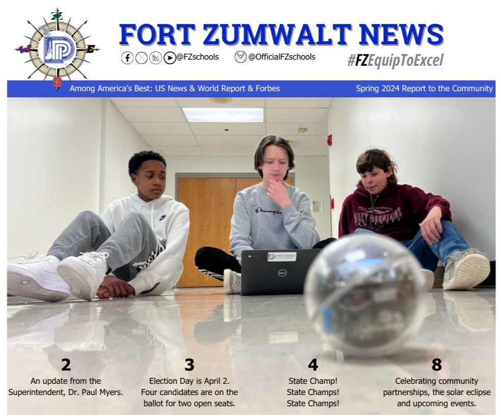 Connecting with our community is a priority, which is why we send our quarterly newsletter to thousands of mailboxes. Updates from across the district for those who might not follow our online channels. Tell a friend to take a peek! #FZCommunity