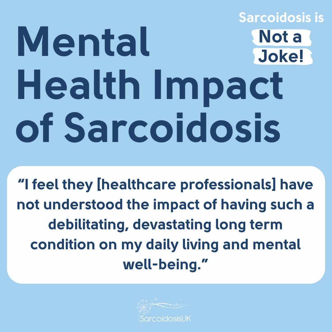 We're taking today to share why sarcoidosis is not a joke. One thing people wish was taken more seriously is the impact on their mental health. Click here more information about and resources for sarcoidosis and mental health: buff.ly/2ZnHcTR