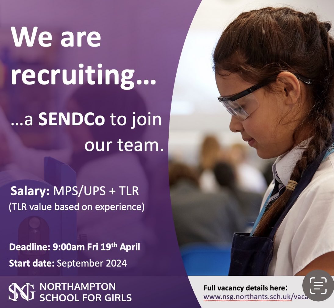 ✨We have a new and exciting opportunity to join our highly experienced team. ✨ For more details, please visit our website: nsg.northants.sch.uk/vacancies