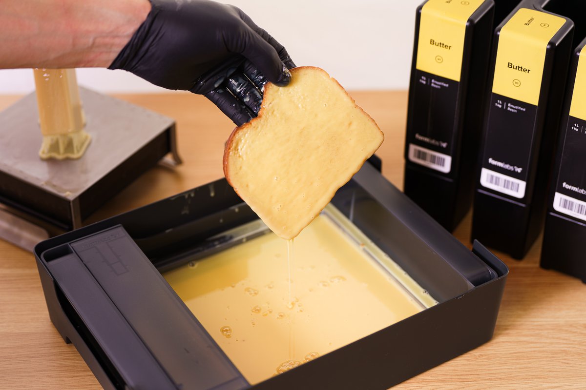 Introducing Formlabs Butter Resin, where culinary arts meet additive manufacturing. Now, anyone can bake anything with precision. 3D print perfectly rectangular sticks of butter to 0.05mm tolerances. Perfect amounts, nothing more. #Formlabs #3DPrinting #ButterResin #AprilFools