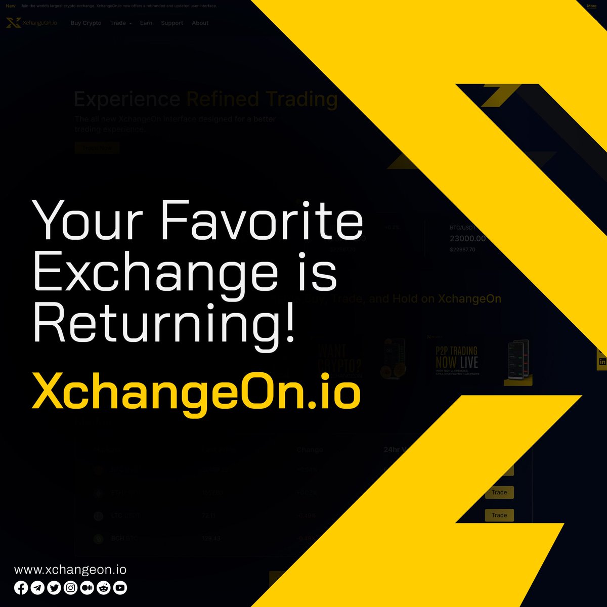 Guess who's back? 
Your favorite exchange, XchangeON! 🎉 
Get ready for an exciting comeback filled with easy trading and awesome features. 

Stay tuned for updates! 

#XchangeON #EasyTrading #Trading #cryptoexchange #cryptocurrency #CryptoNews