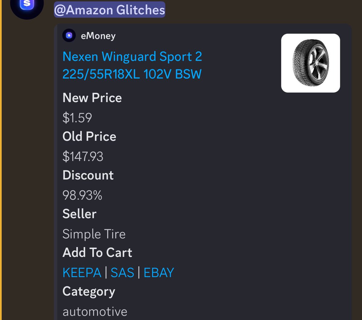 WHO NEEDS TIRES FOR $1.59 🛞🤯

OUR SCANNER FOUND THIS HUGE SALE IN THE MORNING!!

FOUR NEW TIRES FOR JUST $6.36

RT+LIKE❤️ THIS FAST TO GET THE LINK