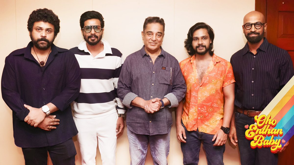 A big moment for @TheActorRudra and team #OhoEnthanBaby as they get the blessings of the one and only #UlagaNayagan @ikamalhaasan 🙏 Shoot in progress for this lively romantic entertainer! Directed by @Krishnakum25249. A @DarbukaSiva Musical. Produced by - @VVStudioz…