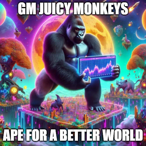 🦍🌍GOOD MORNING, memecoin lovers ! 🌍🦍 Have you caught wind of Juicy Monkey yet? 🌴🍌 Join the GM frenzy on Solana and let's turn 2024 into the year of the Monkey! 🚀💎 Don't forget to grab your chance in the #1000xgem giveaway! 💥🍌 #memecoin #HARAMBE #Giveaways
