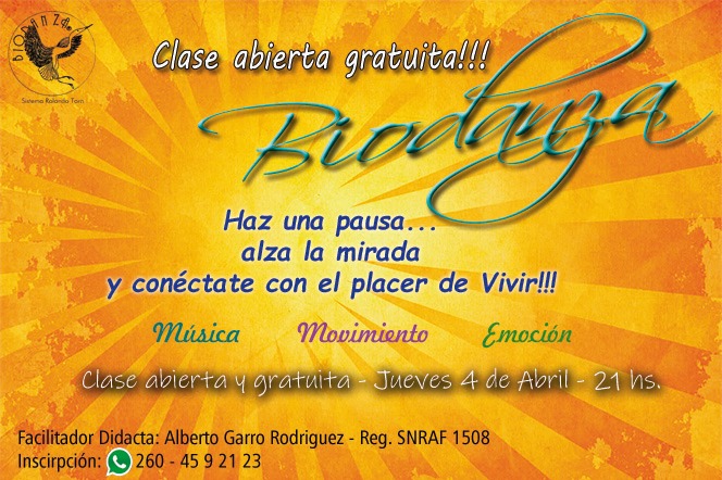oalbertodm's tweet photo. CLASE ABIERTA GRATUITA BIODANZA - INSCRIPCION: 260 - 45 9 21 23 - #Biodanza #LaAlegriaDeVivir #Música #Movimiento #Emoción #Salud #Encuentro #sanrafael Sumate!!!!!!

https://t.co/lScSrFIGst https://t.co/9BxDVOxzDp