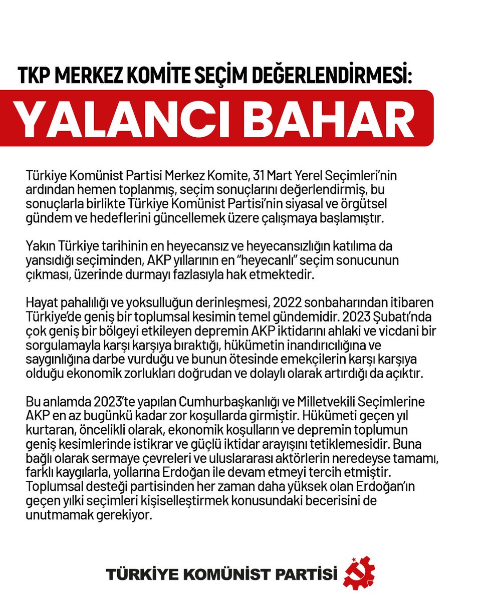 tkpninsesi's tweet photo. TKP Merkez Komite Seçim Değerlendirmesi: Yalancı Bahar

➡️ https://t.co/ZB5dBkb62N https://t.co/VgWTd5XGu7