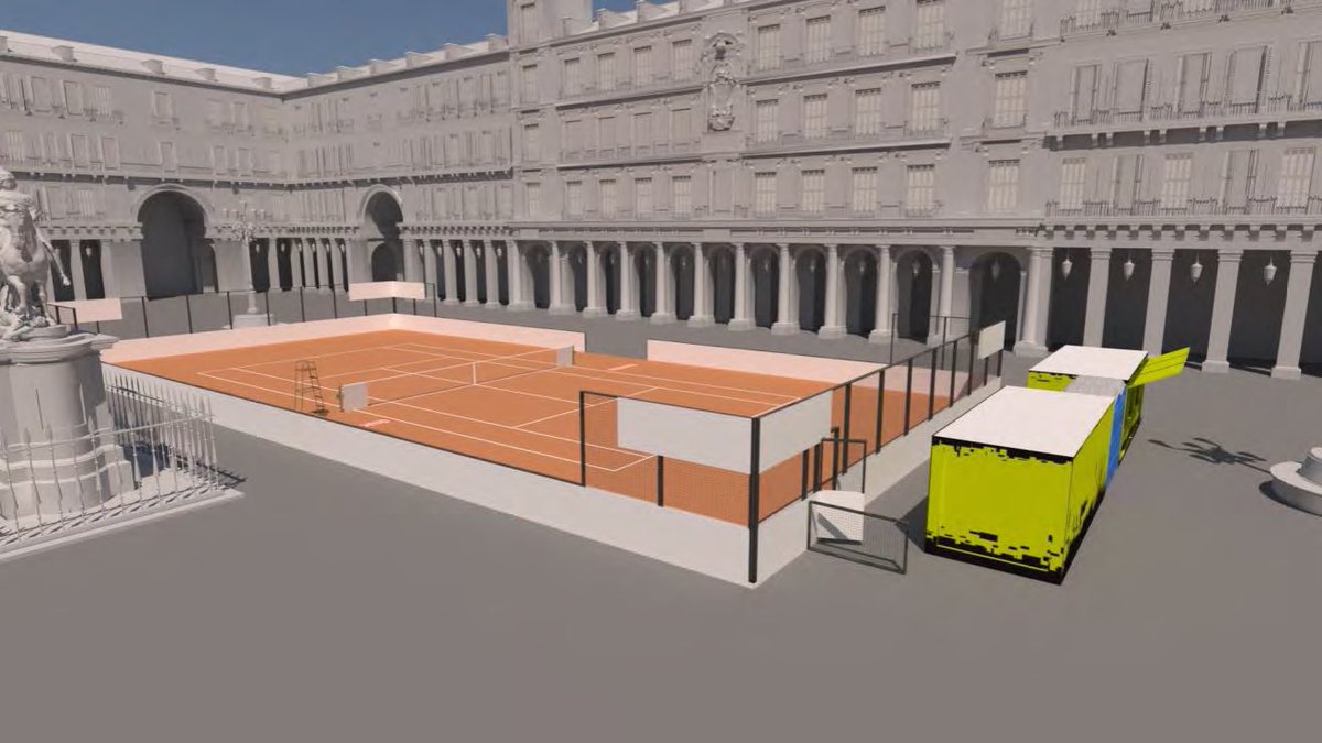 As part of promotion campaign @MutuaMadridOpen will build tennis court on Madrid’s Plaza Mayor. The court will be available to hire from the 6th to the 26th of April.