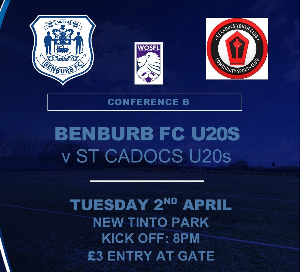 We go straight back into League action tomorrow night in a powder keg encounter at New Tinto Park. Both teams haven’t dropped a point in their last 4 league games and with New Tinto being home to both clubs it has all the makings of a classic!! @BenburbFc @StCadocsSeniors