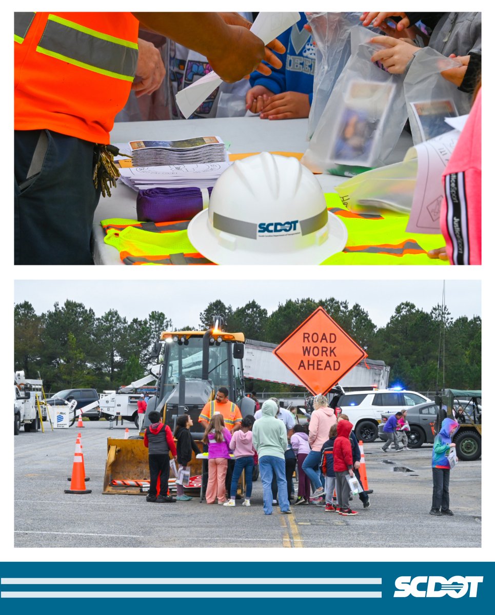 SCDOT Lexington County Maintenance employees were pleased to participate in Career Day at Sandhills Elementary School in Swansea last week, where they showed students equipment they use in their jobs and talked to them about careers in the transportation industry.