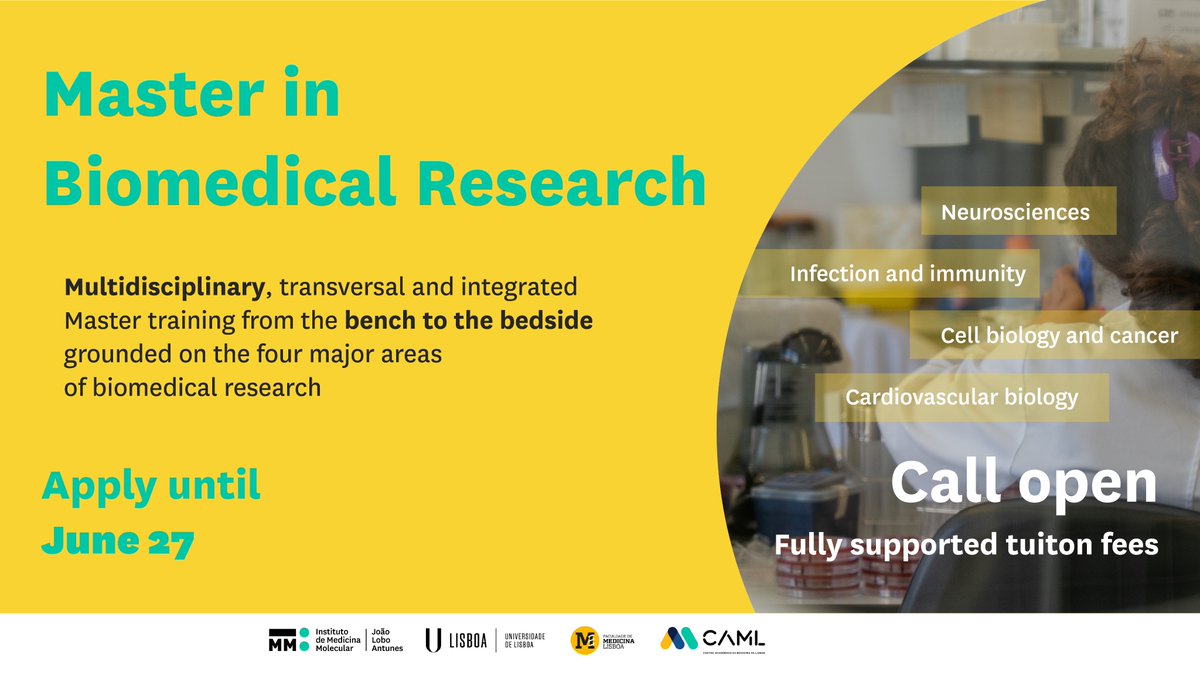 Call open for the Master Course in Biomedical Research. Join us! Apply until June 27. More info: shorturl.at/nsFQY Please RT